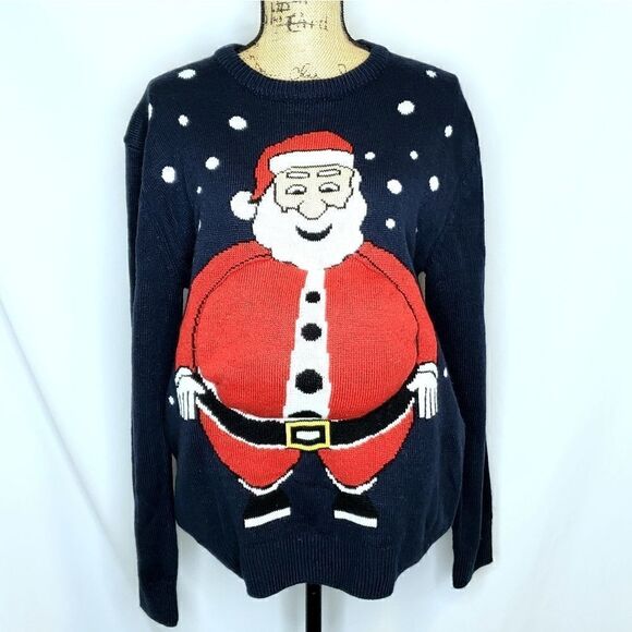 Christmas | Snowy Santa Belly Poof Sweater - Picture 1 of 4